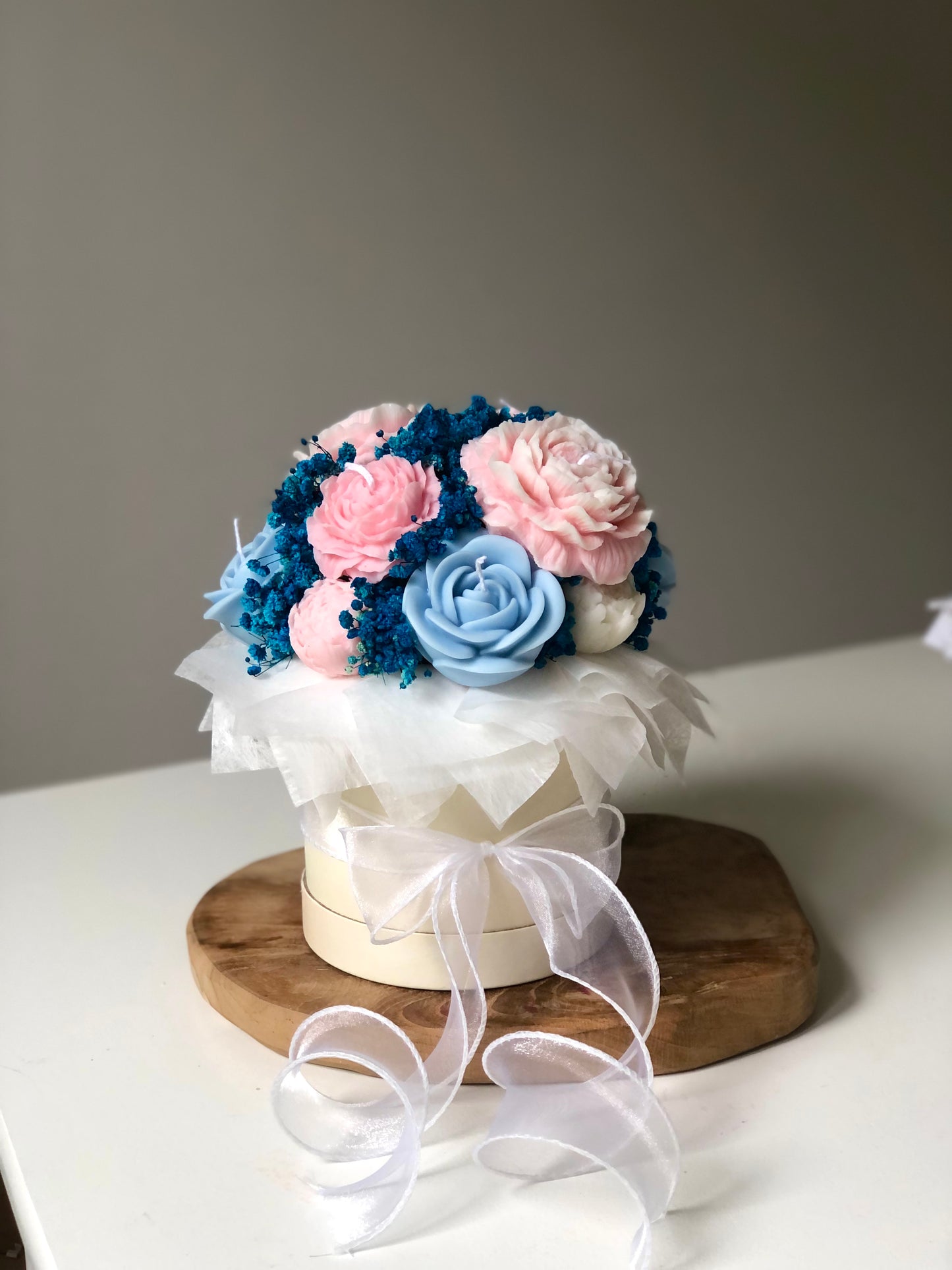 bouquets bleu et rose
